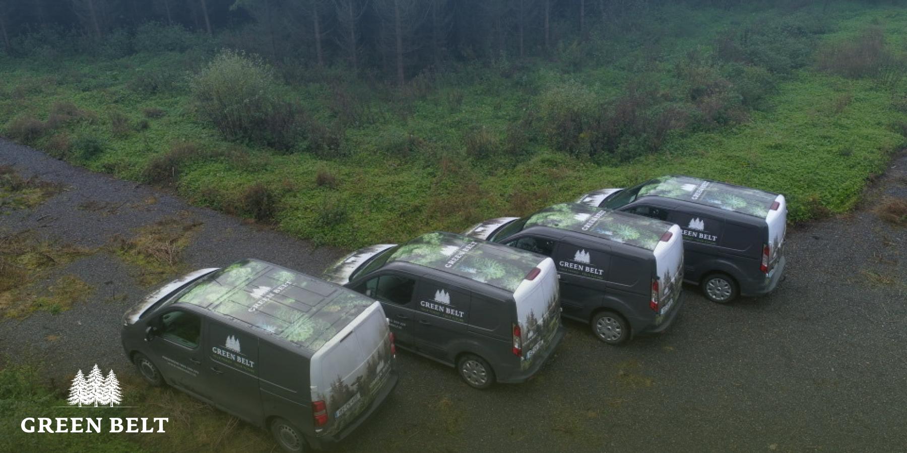 Green Belt vehicles in a forest